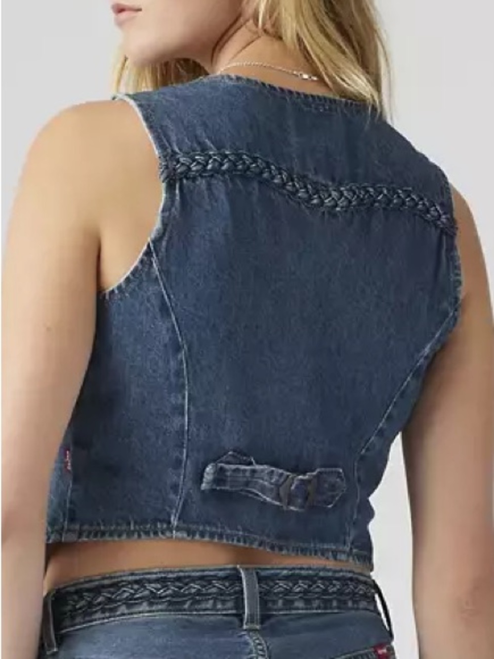 Levi's Premium Denim BRAIDED VEST Women’s Size Medium - Picture 2 of 8